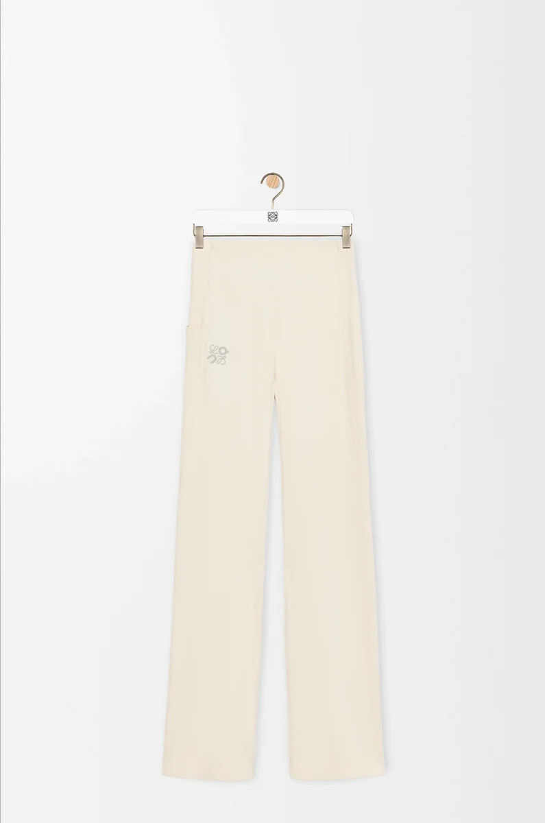 pantaloni morbidi bootleg in jersey tecnico avorio