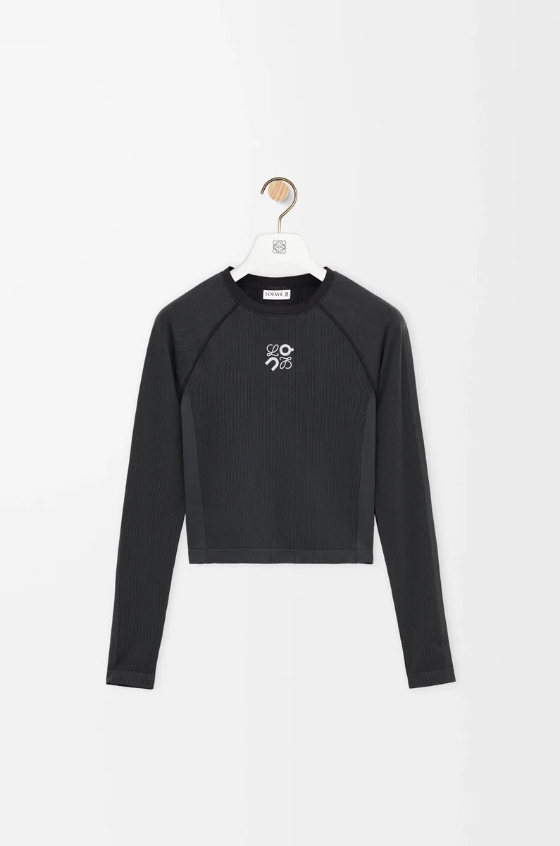 maglia manica lunga in jersey tecnico nero