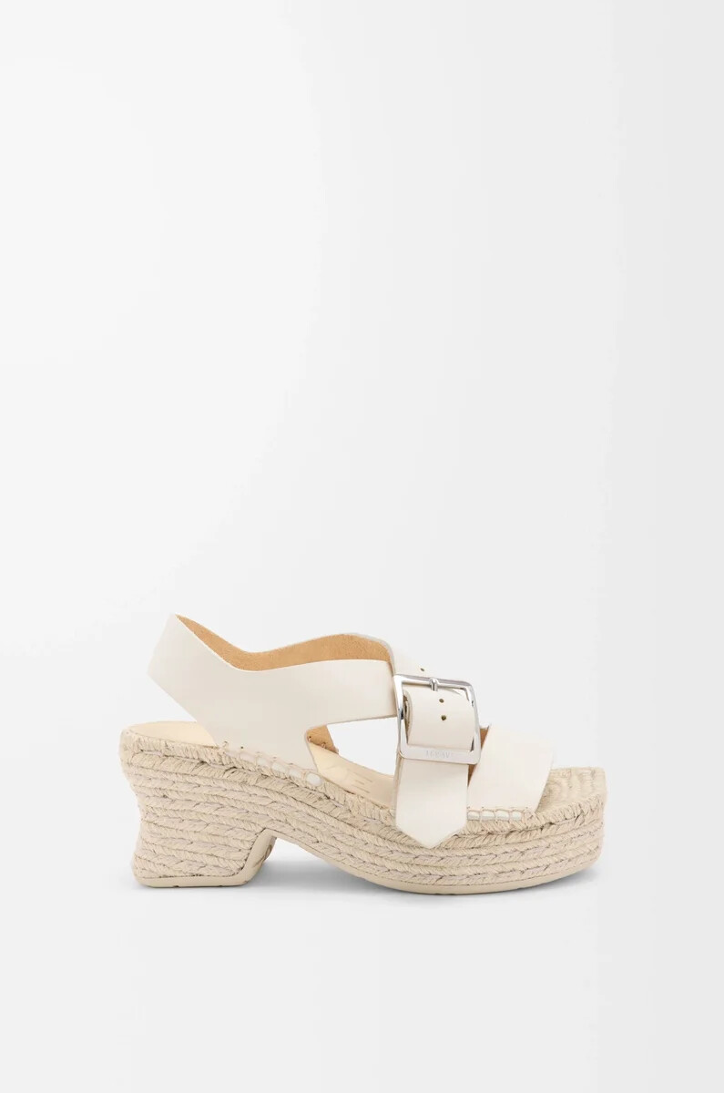 sandalo espadrillas con plateau petal in morbida pelle di vitello bianco
