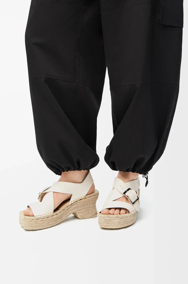 sandalo espadrillas con plateau petal in morbida pelle di vitello bianco