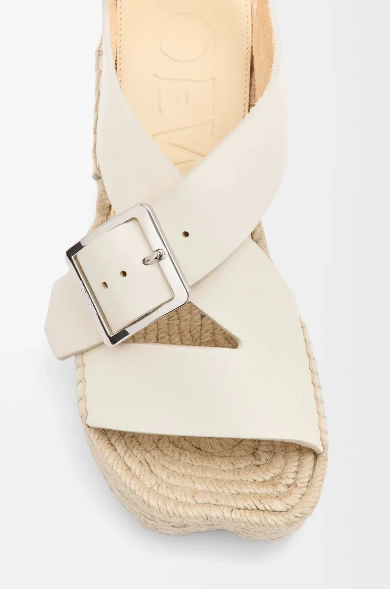 sandalo espadrillas con plateau petal in morbida pelle di vitello bianco