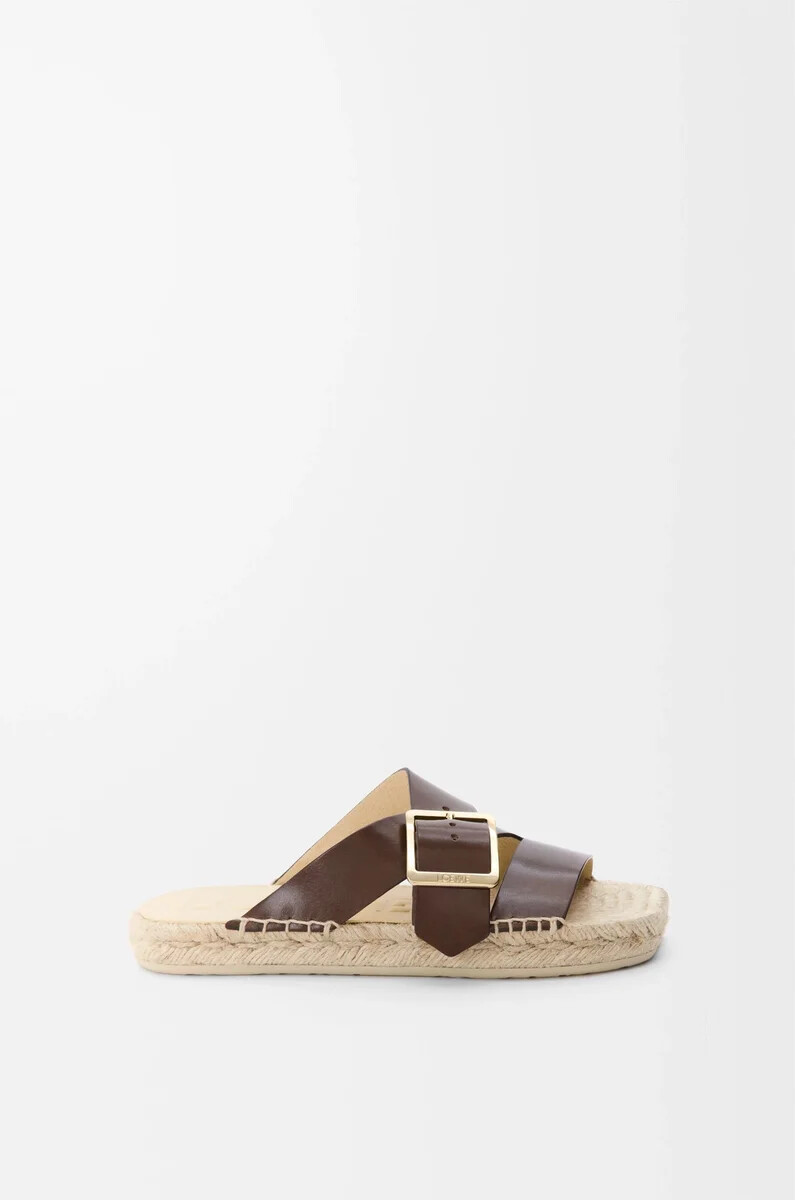 espadrillas modello petal in pelle di vitello conciata al vegetale marrone