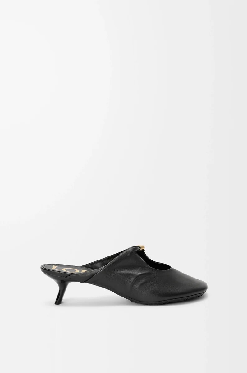 pebble soft mule in nappa di agnello nero