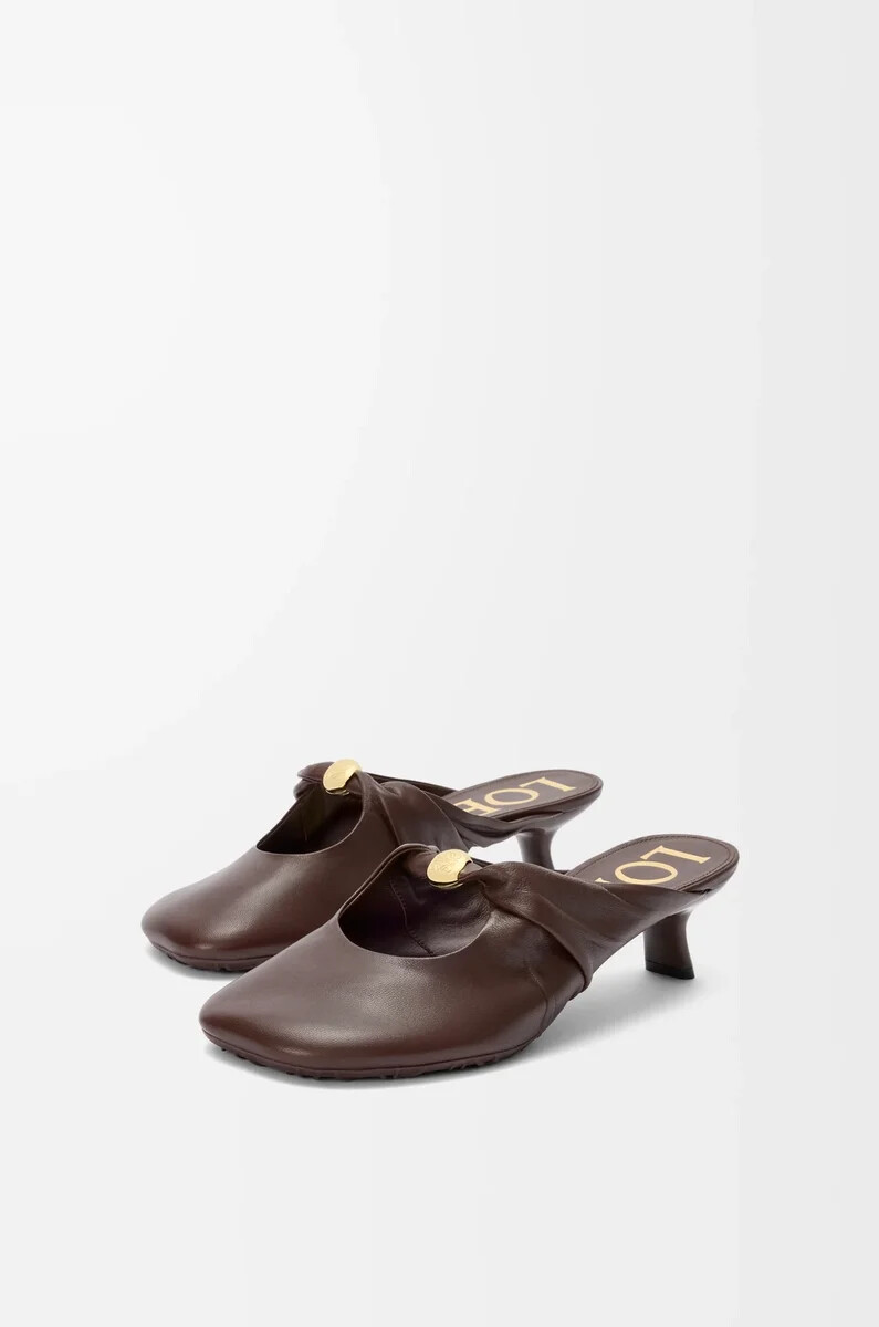 pebble soft mule in nappa di agnello brownie