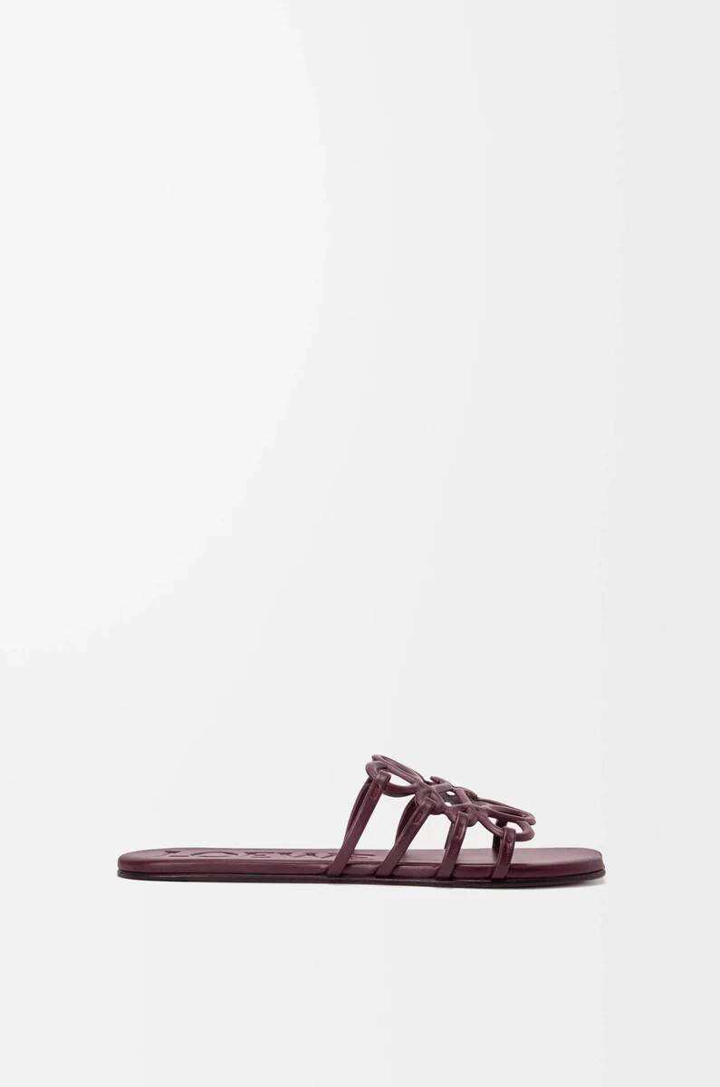 ciabatte petal anagram in morbida pelle di vitello dark burgundy