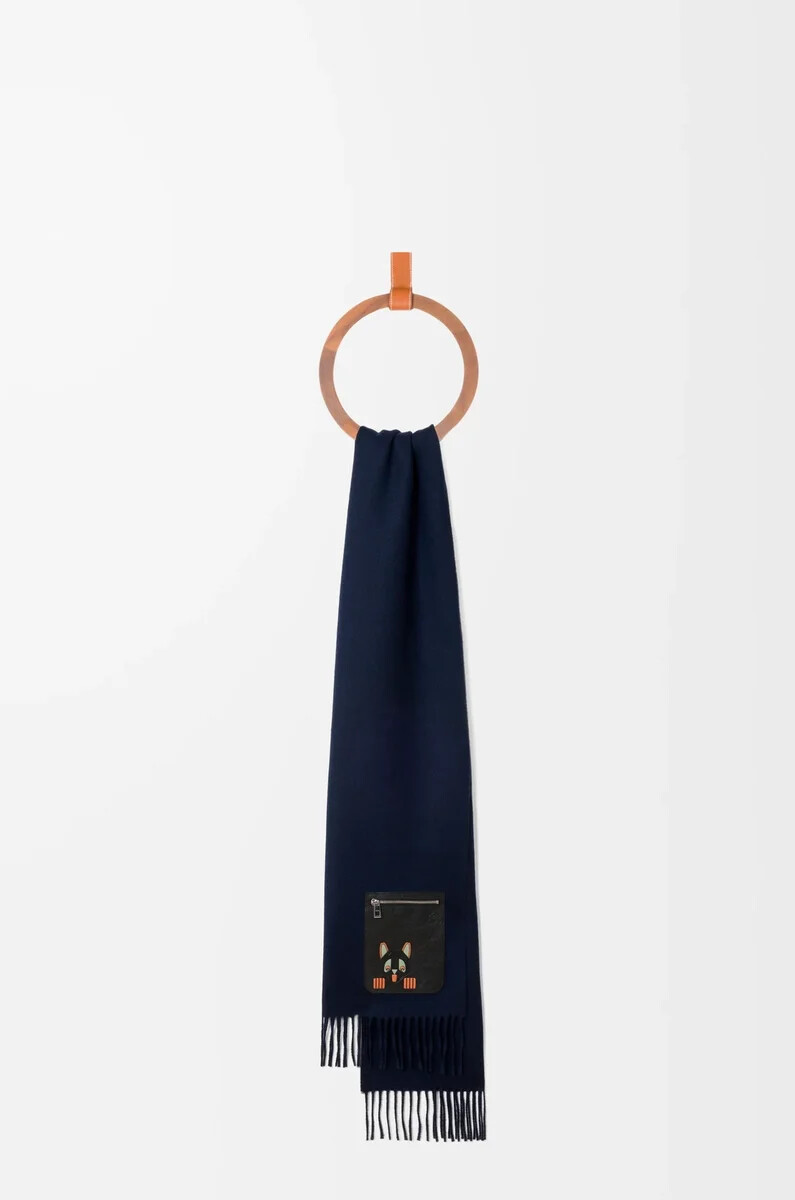 sciarpa in lana e cashmere blu navy scuro