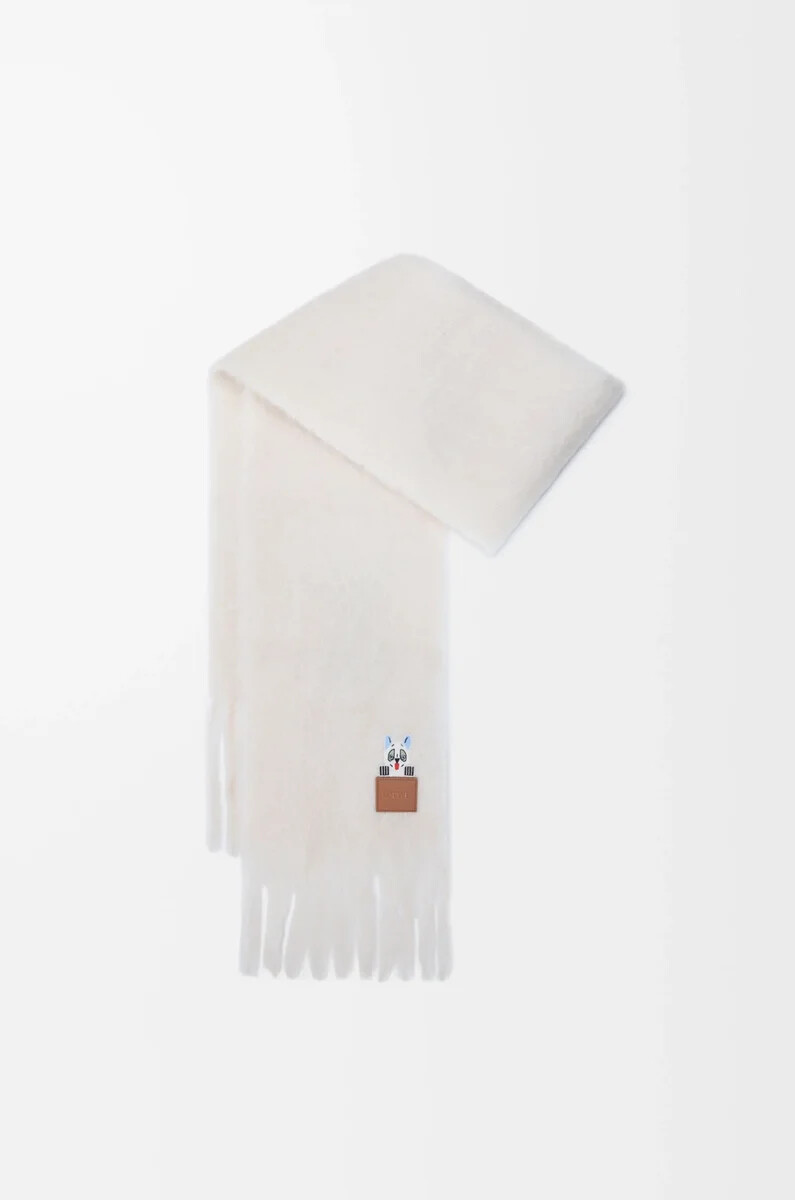 sciarpa in misto mohair e lana bianco