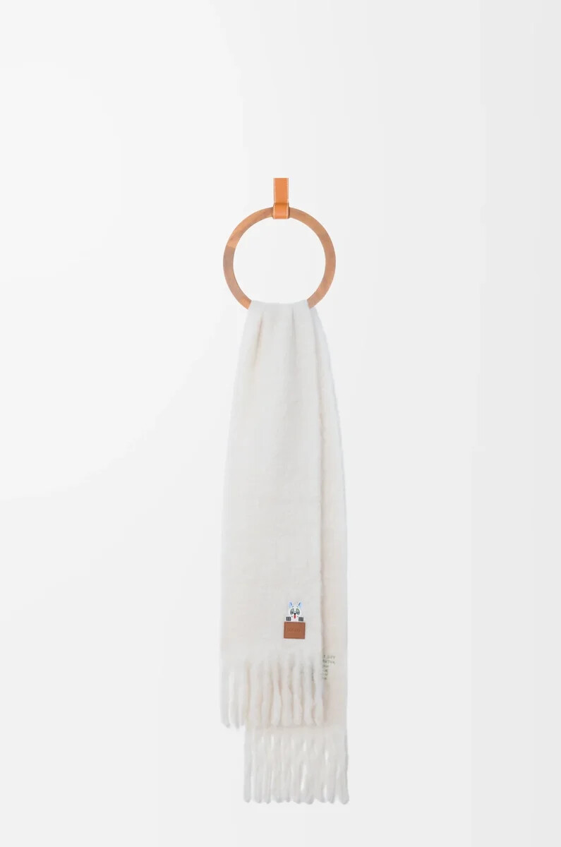 sciarpa in misto mohair e lana bianco