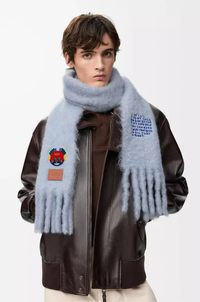 sciarpa in misto mohair e lana baby blue
