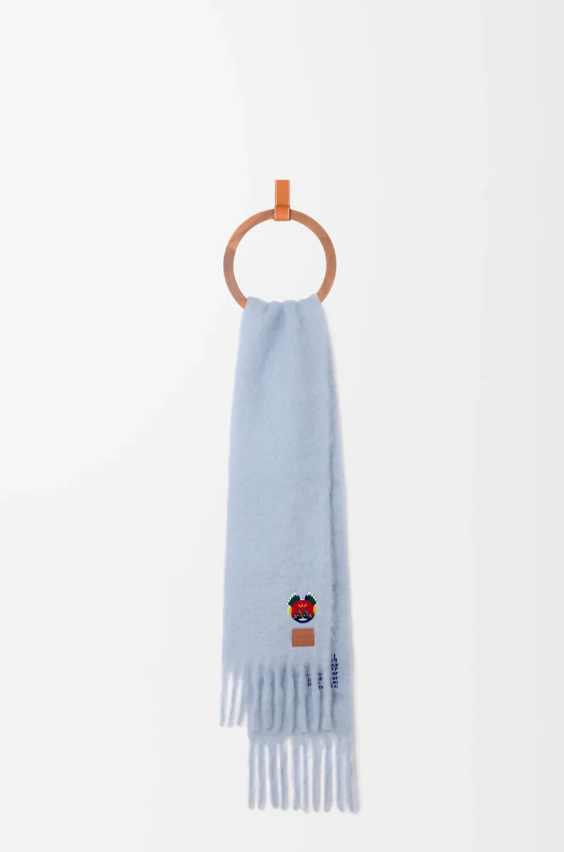 sciarpa in misto mohair e lana baby blue
