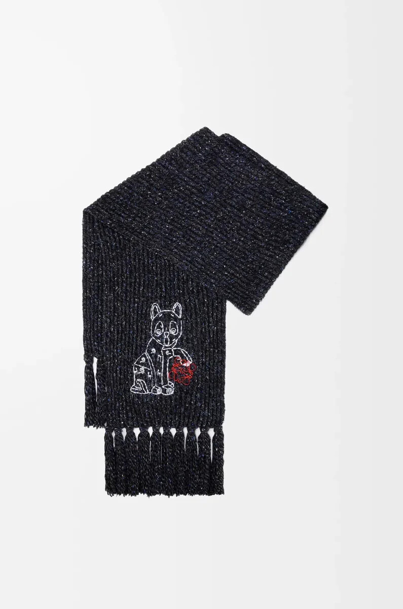 sciarpa in misto lana seta e alpaca nero melange