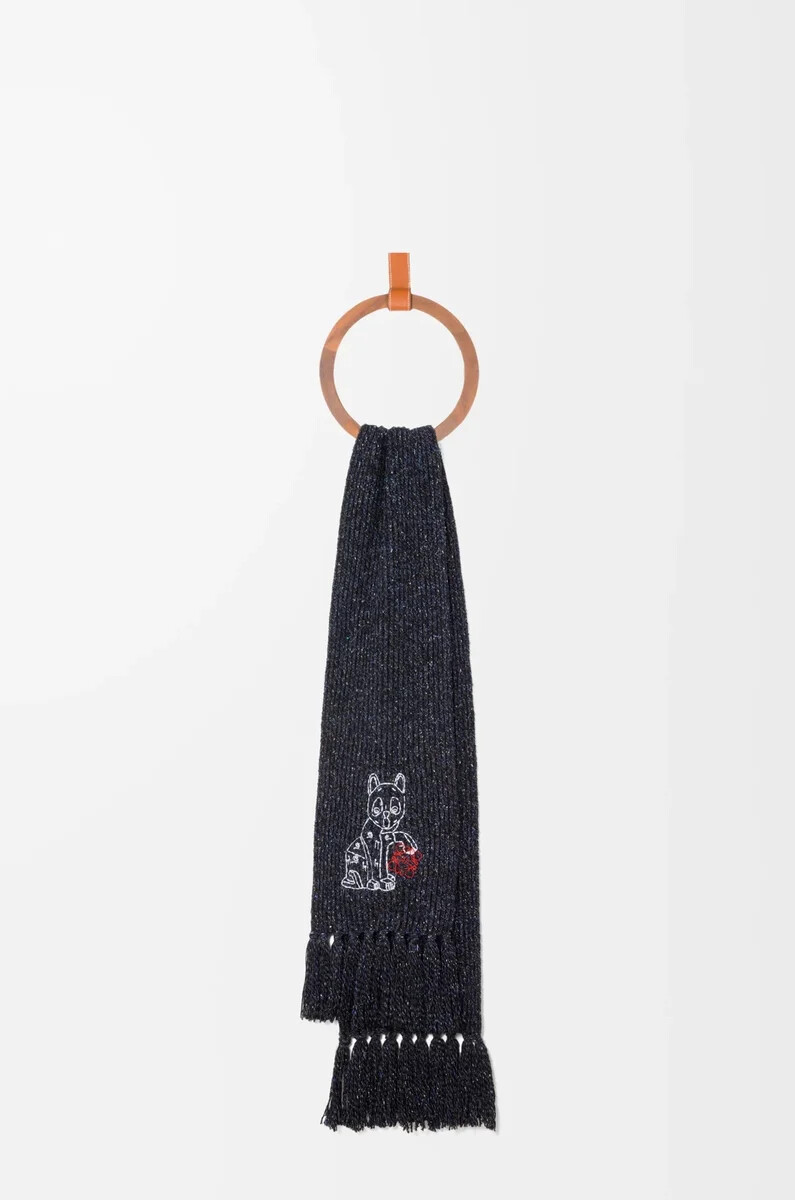 sciarpa in misto lana seta e alpaca nero melange