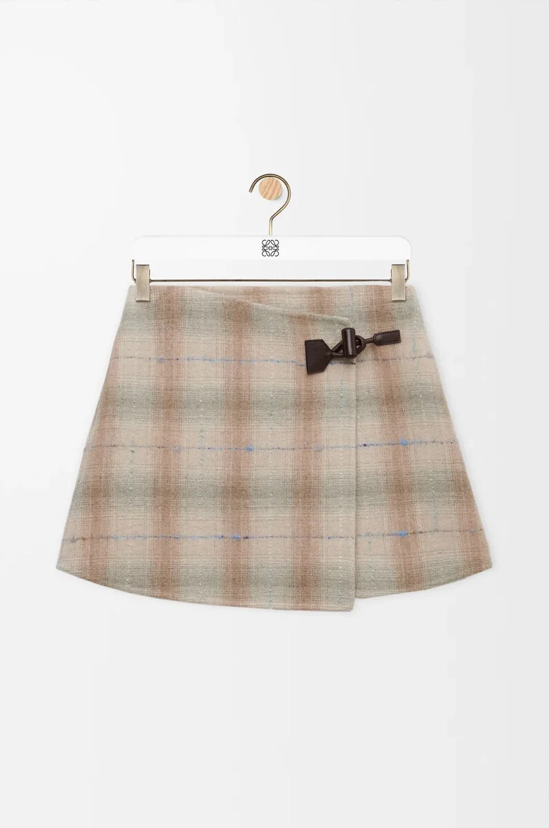 minigonna in misto lana e cashmere beige