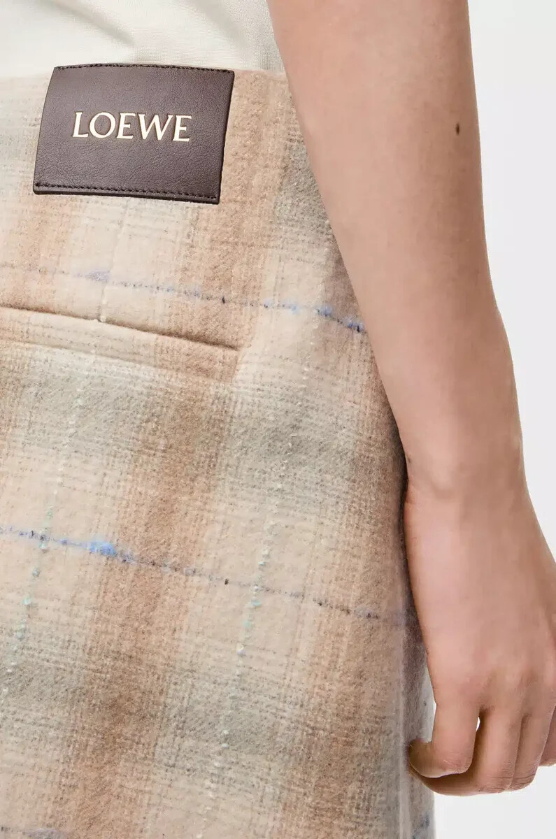 minigonna in misto lana e cashmere beige