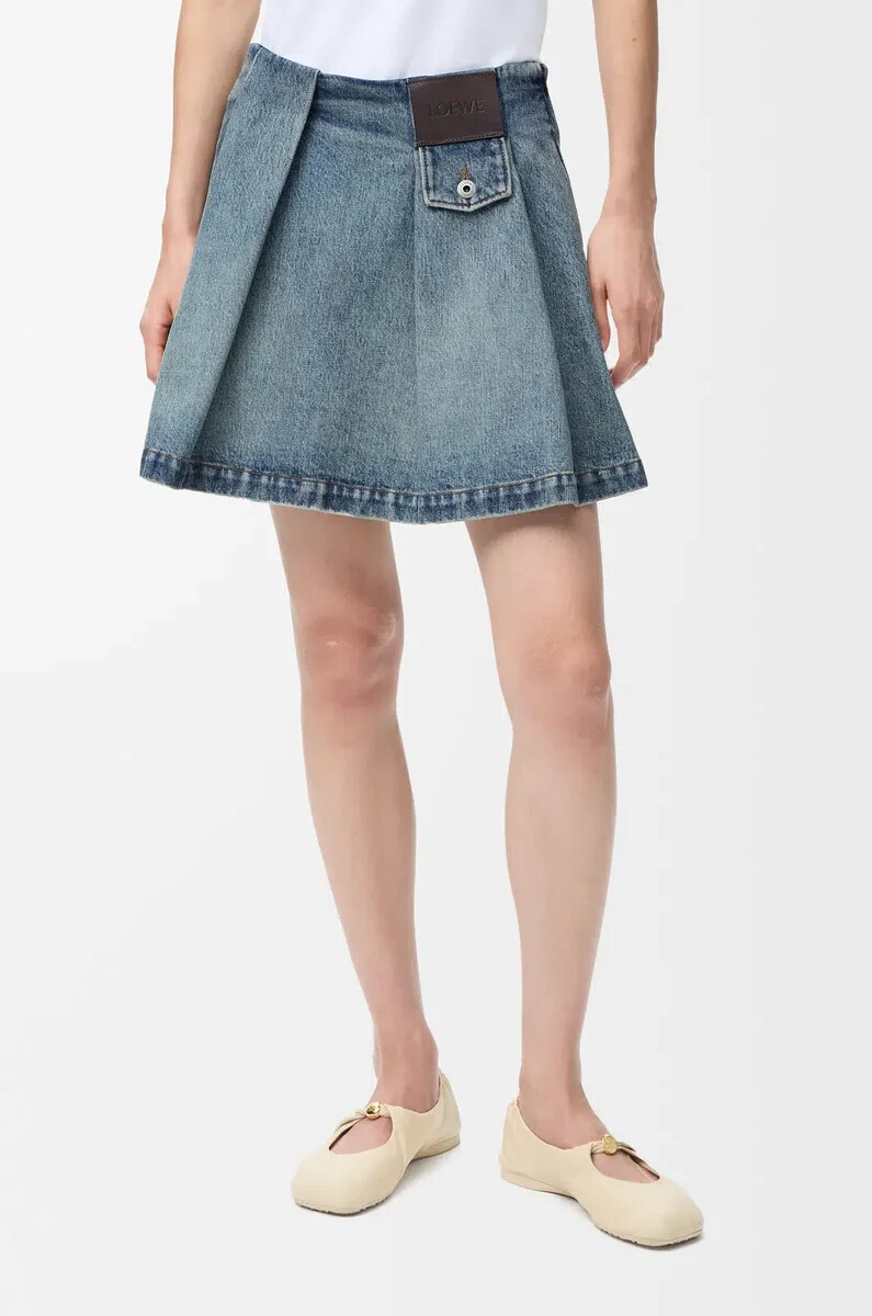 minigonna in denim washed denim