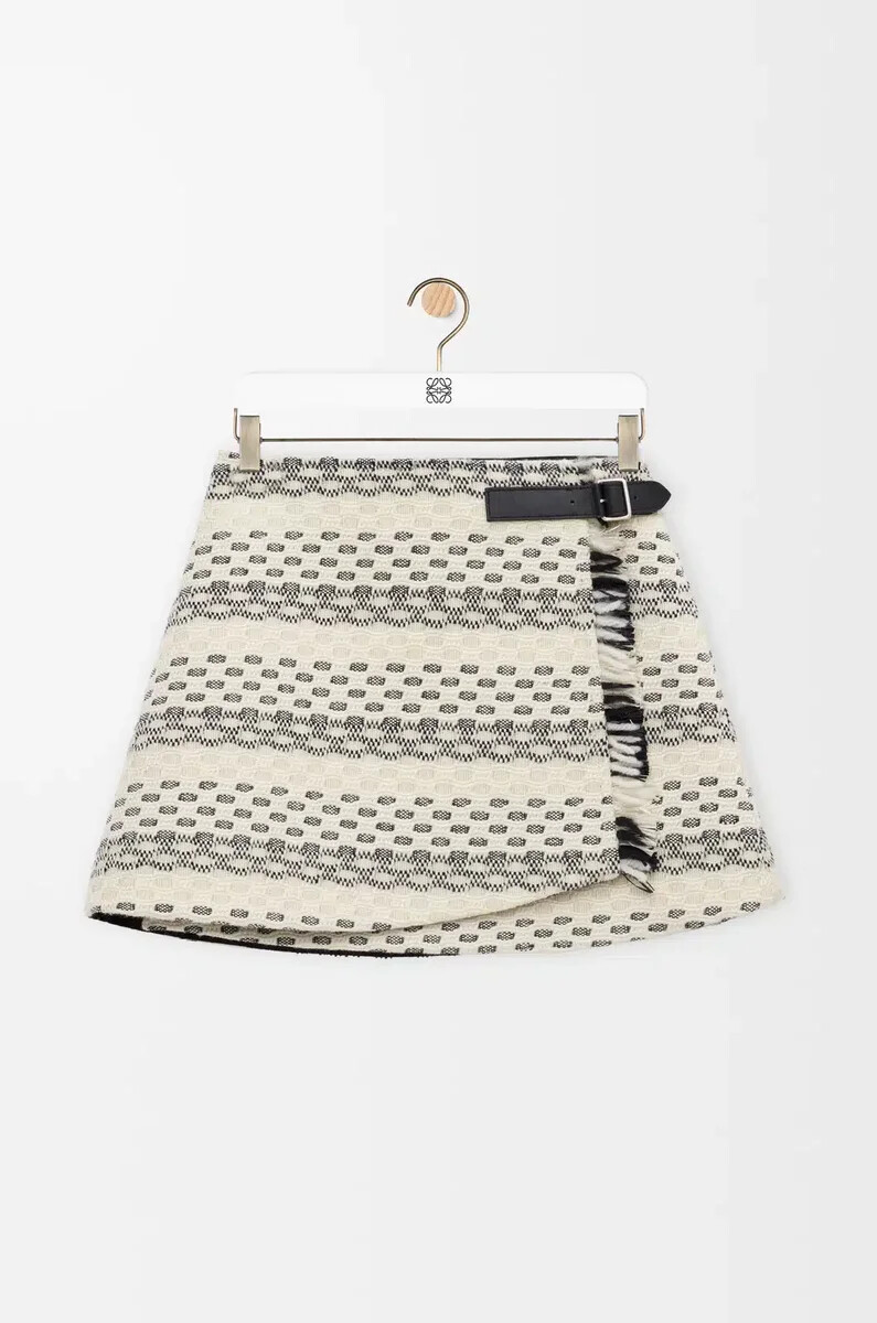gonna in jacquard misto lana nerobianco