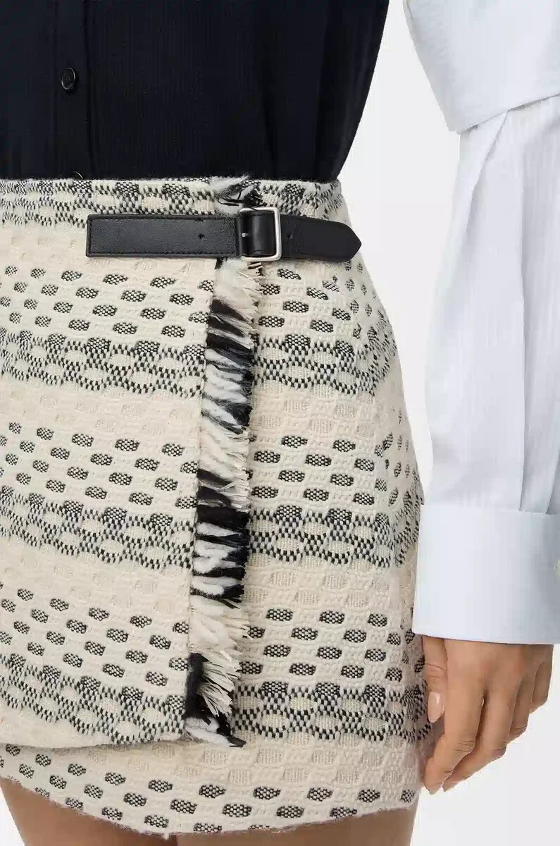 gonna in jacquard misto lana nerobianco
