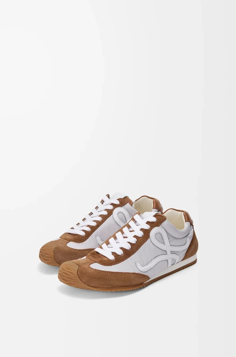 ballet runner 2.0 in nylon e pelle di vitello grigiobiancotan