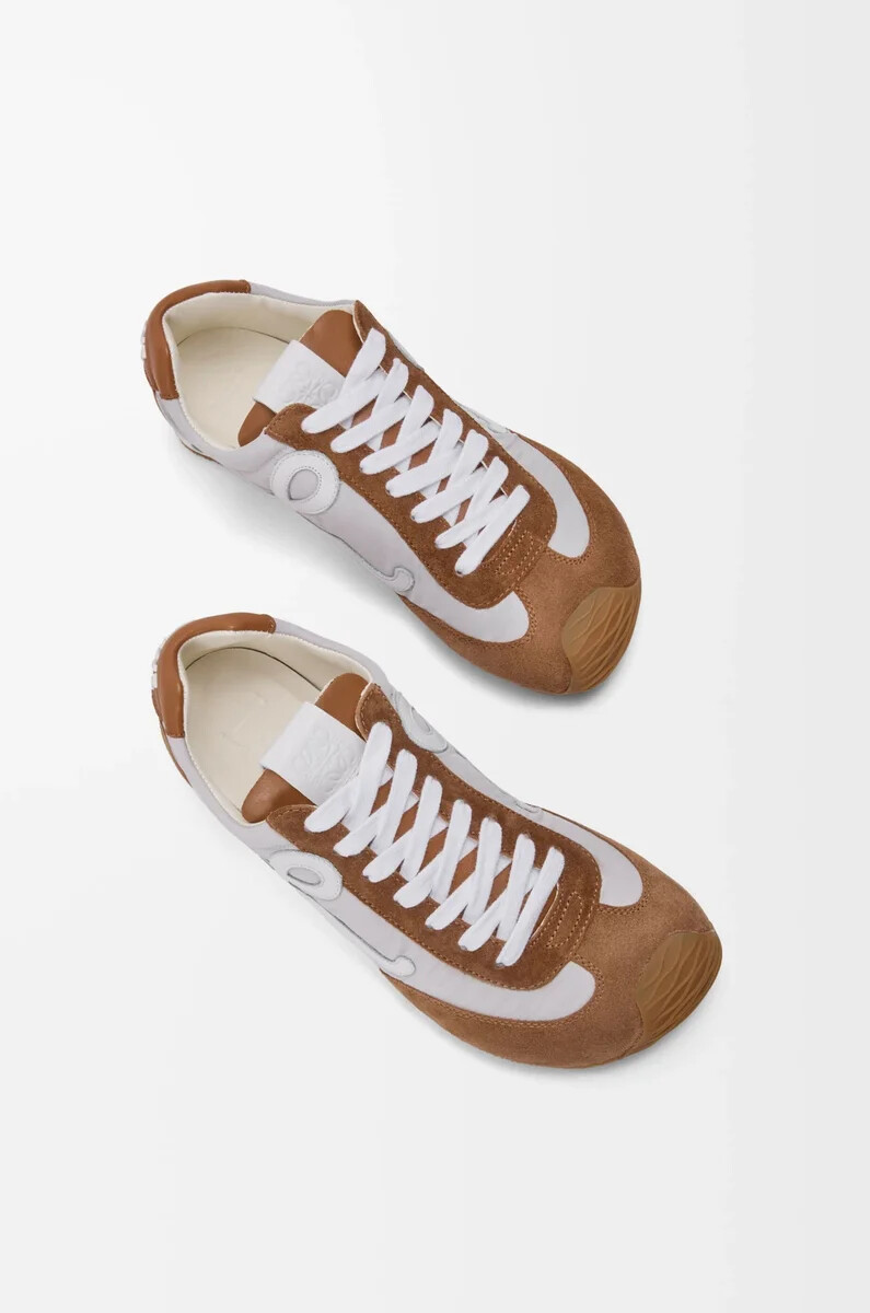 ballet runner 2.0 in nylon e pelle di vitello grigiobiancotan