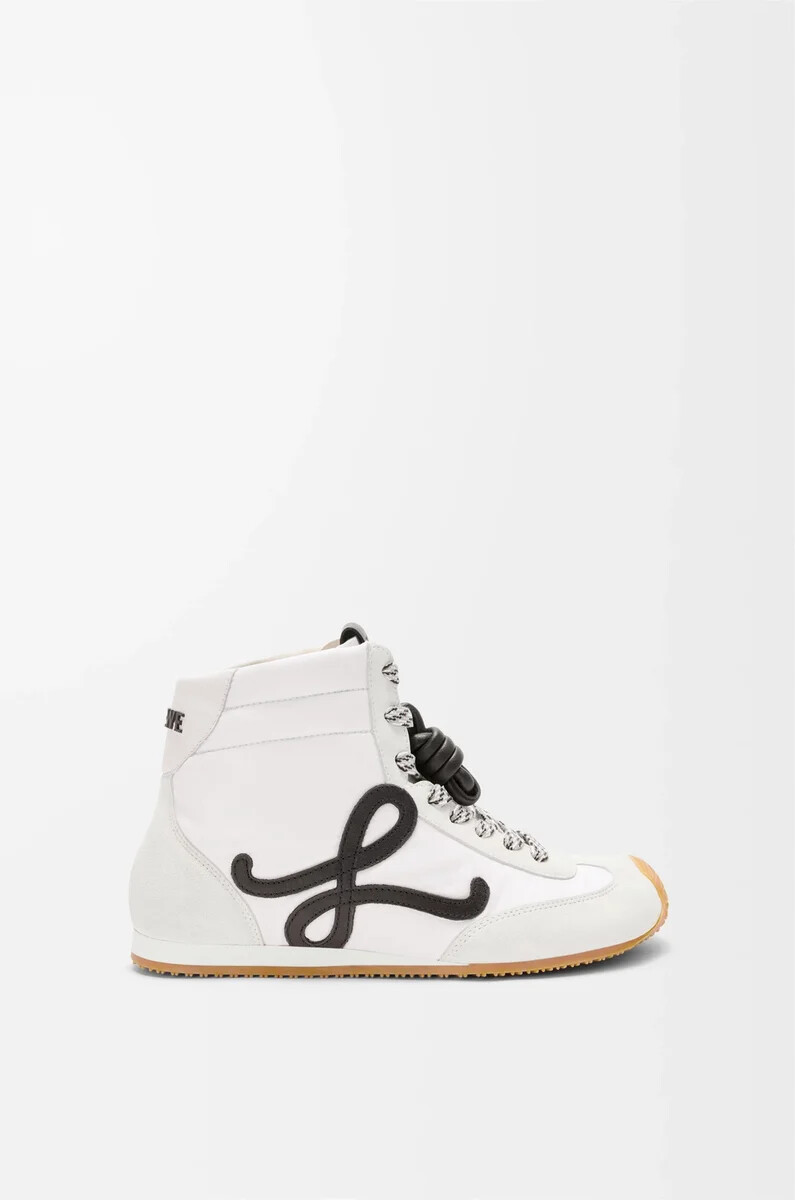 sneaker alta ballet runner 2.0 in nylon e vitello bianconero