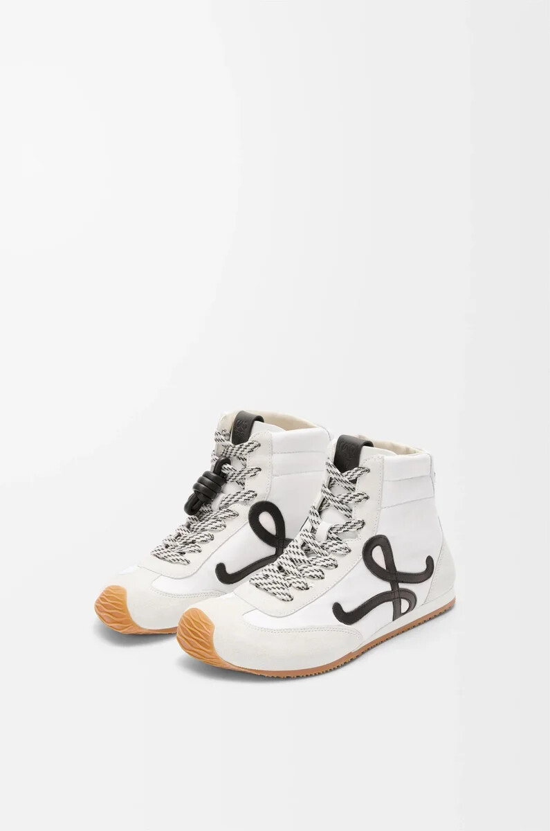 sneaker alta ballet runner 2.0 in nylon e vitello bianconero