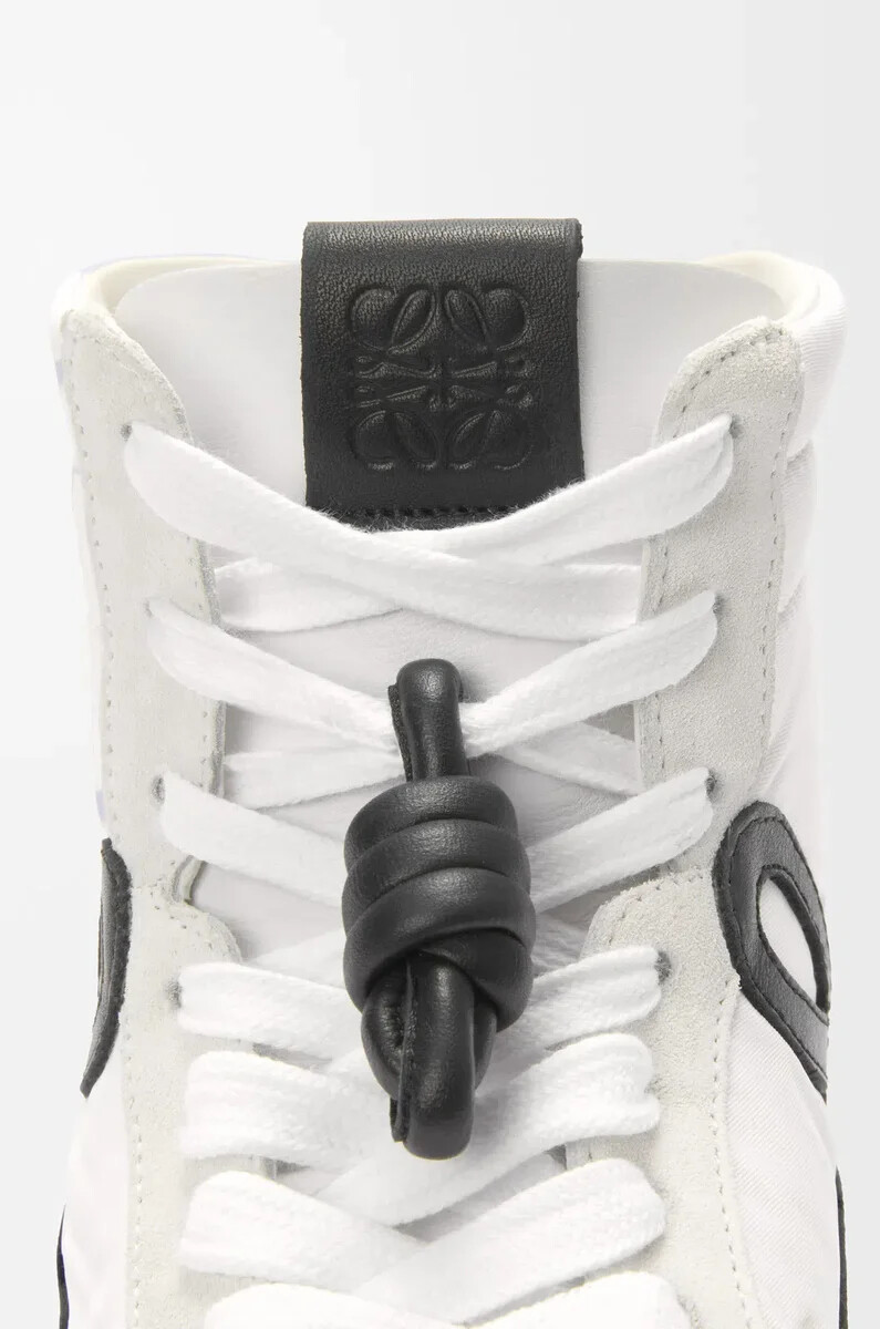sneaker alta ballet runner 2.0 in nylon e vitello bianconero
