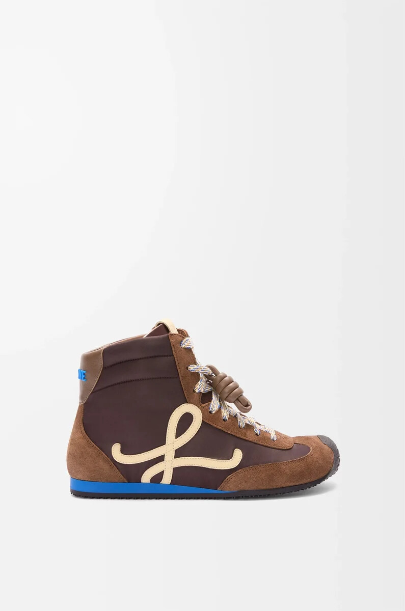 ballet runner 2.0 alta in nylon e vitello marronegialloblu