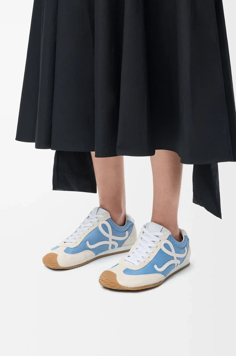 ballet runner 2.0 in nylon e vitello blubiancobianco tenue