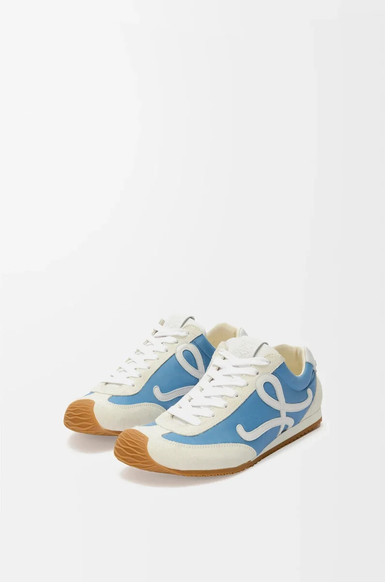 ballet runner 2.0 in nylon e vitello blubiancobianco tenue