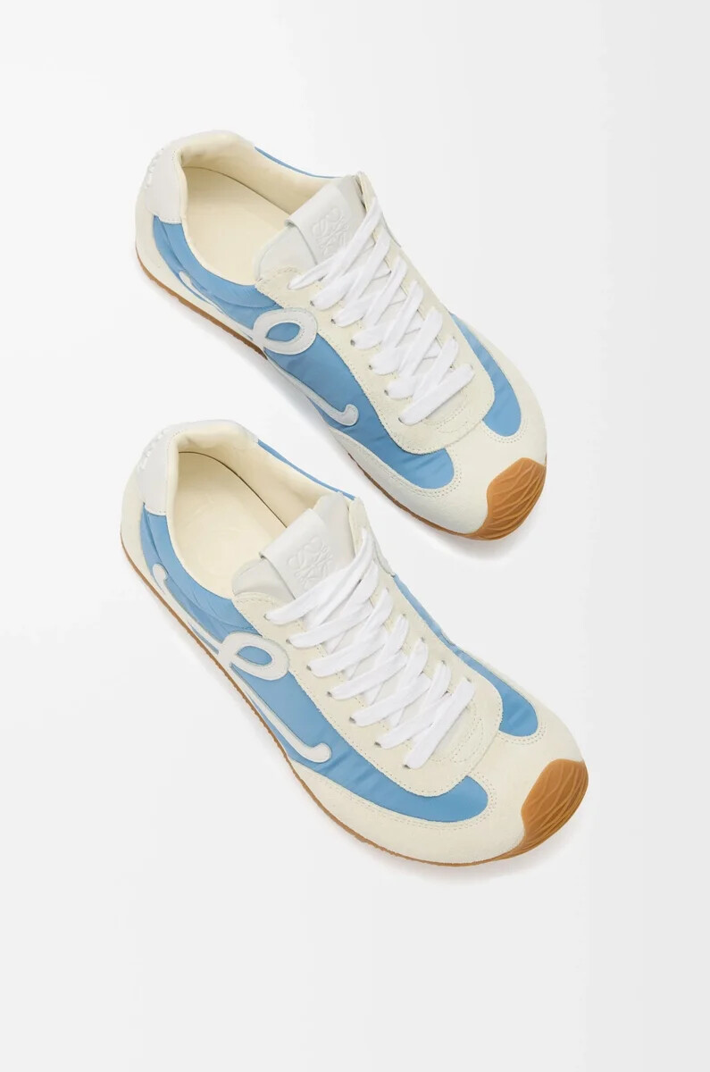 ballet runner 2.0 in nylon e vitello blubiancobianco tenue