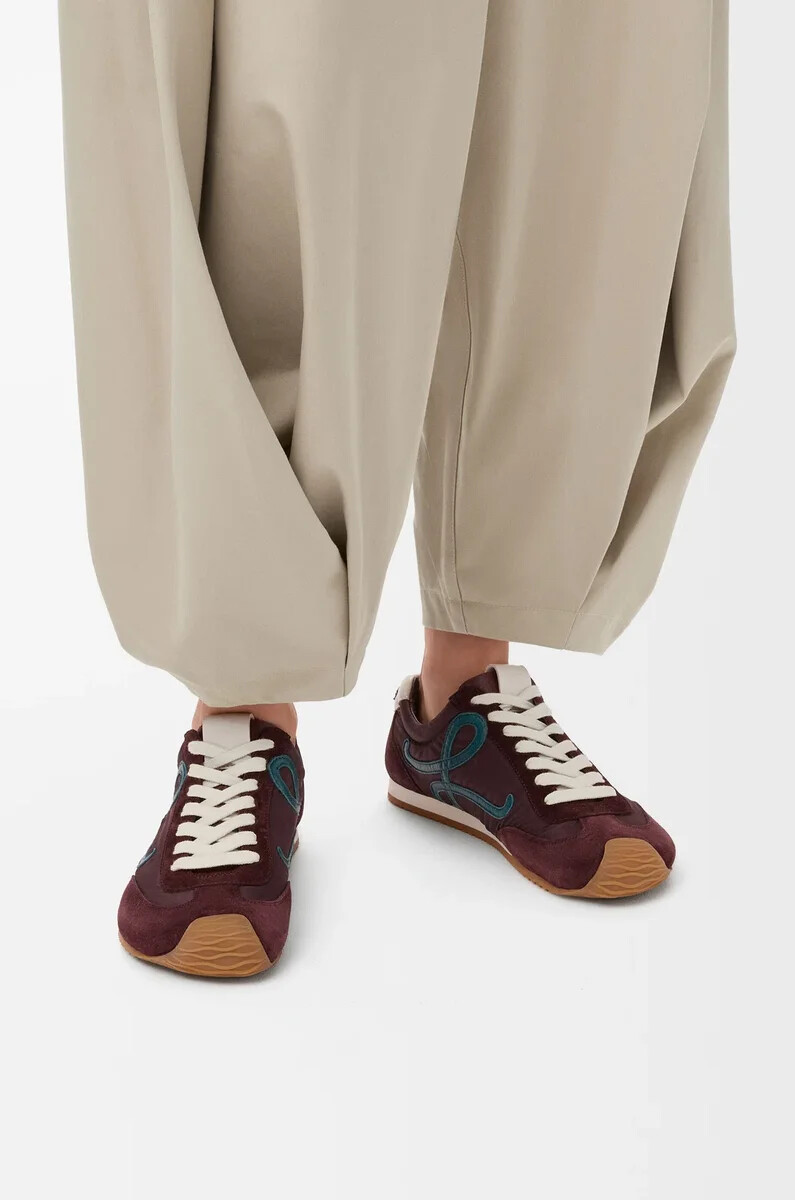 ballet runner 2.0 in nylon e pelle di vitello borgognablu anatrapasta