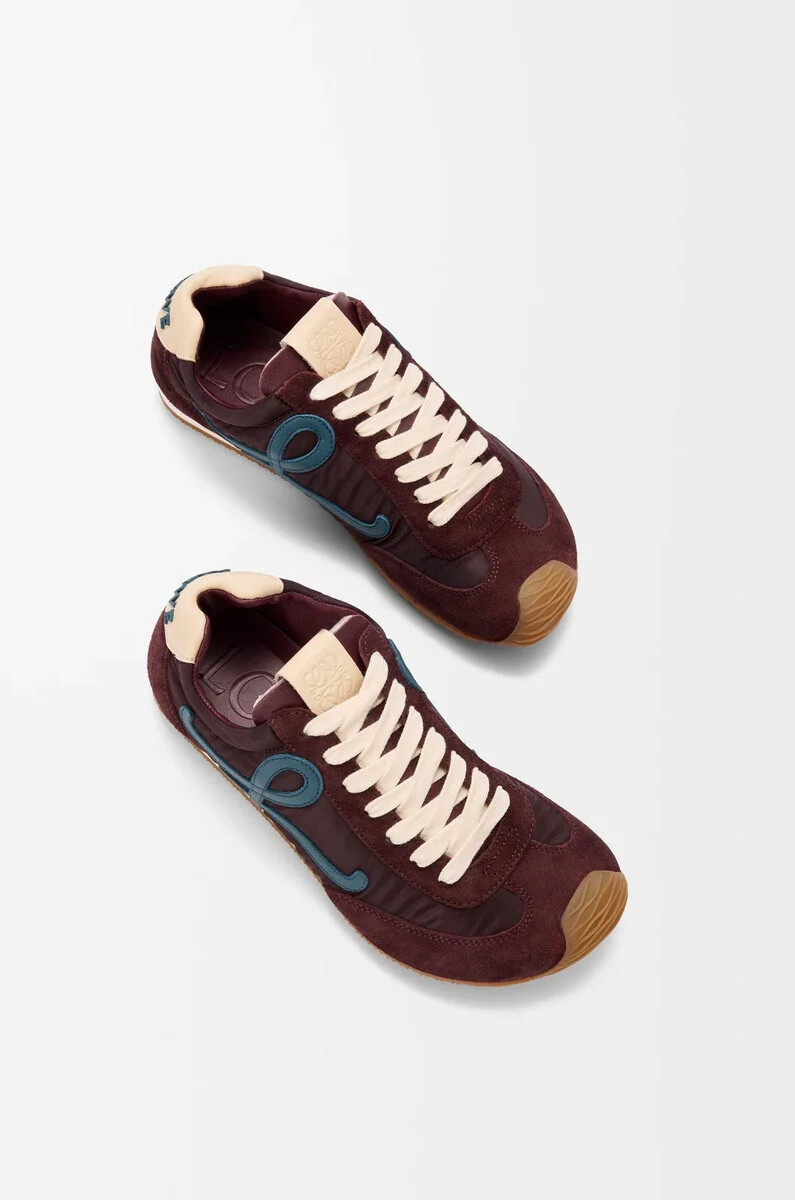 ballet runner 2.0 in nylon e pelle di vitello borgognablu anatrapasta