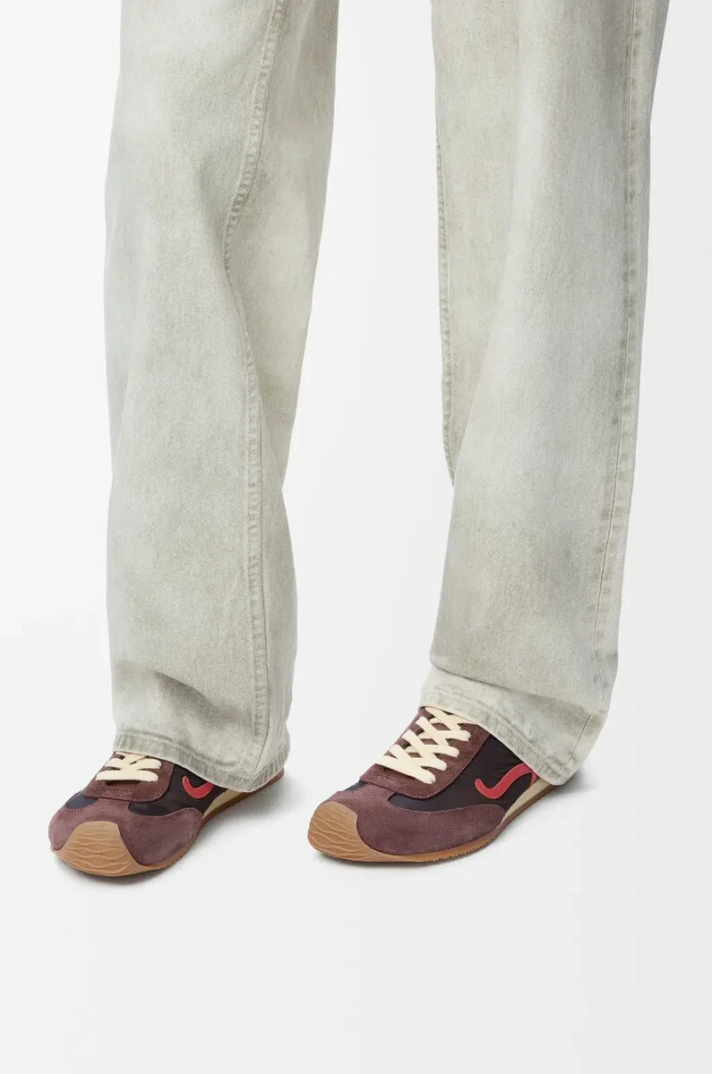 ballet runner 2.0 in nylon e vitello cioccolatocorallogiallo