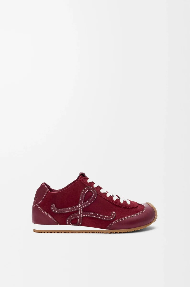 ballet runner 2.0 sfoderata in pelle di cervo e vitello conciato al vegetale bordeaux