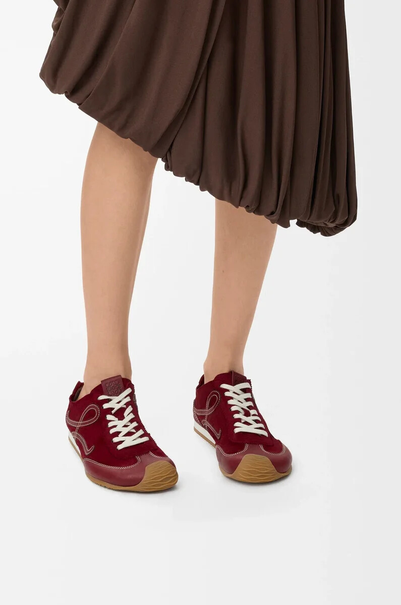 ballet runner 2.0 sfoderata in pelle di cervo e vitello conciato al vegetale bordeaux