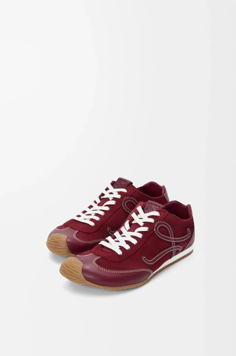 ballet runner 2.0 sfoderata in pelle di cervo e vitello conciato al vegetale bordeaux