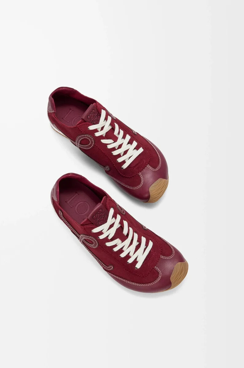 ballet runner 2.0 sfoderata in pelle di cervo e vitello conciato al vegetale bordeaux