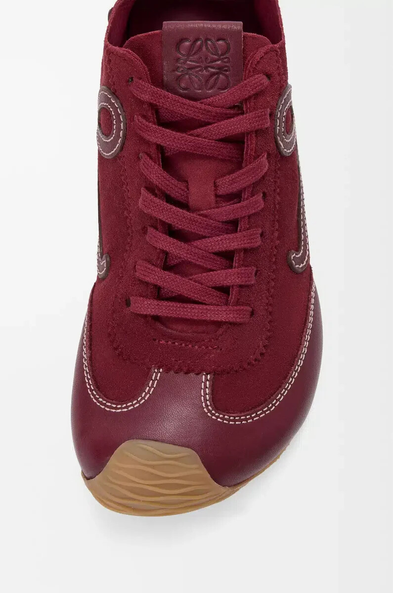 ballet runner 2.0 sfoderata in pelle di cervo e vitello conciato al vegetale bordeaux