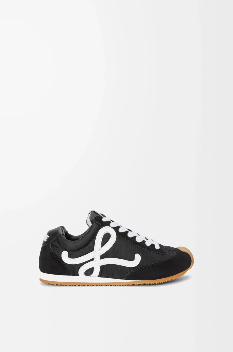 ballet runner 2.0 in nylon e pelle di vitello nerobianco
