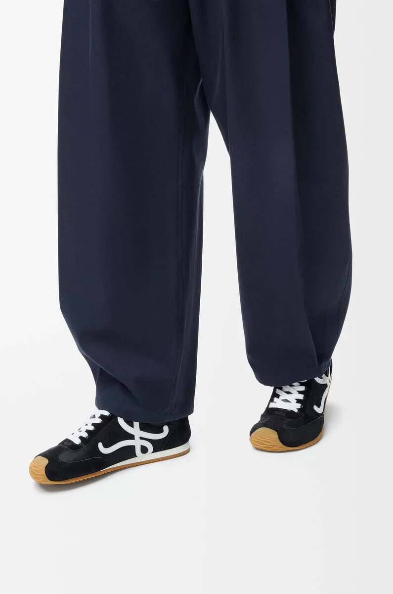 ballet runner 2.0 in nylon e pelle di vitello nerobianco