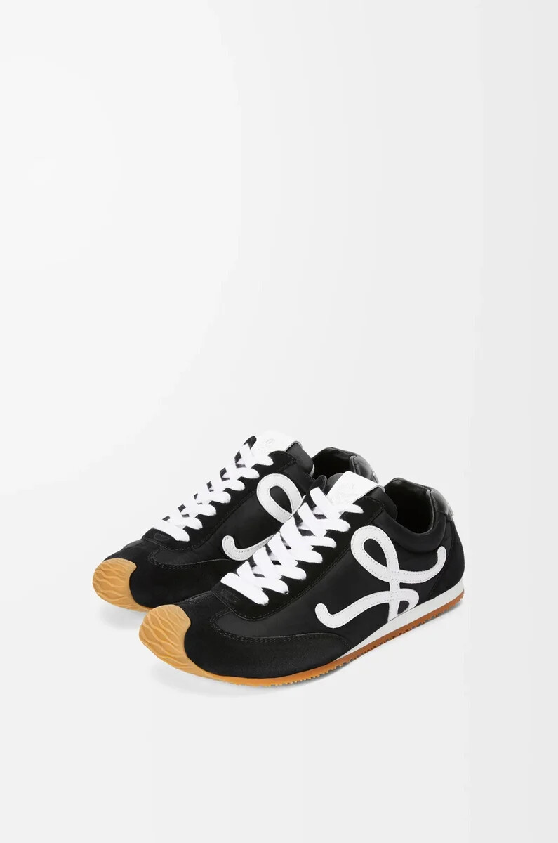 ballet runner 2.0 in nylon e pelle di vitello nerobianco