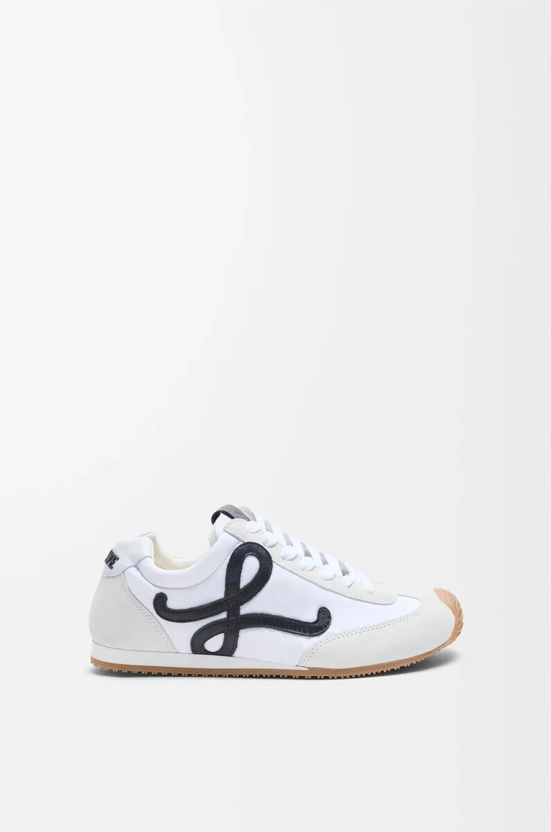 ballet runner 2.0 in nylon e vitello bianconero