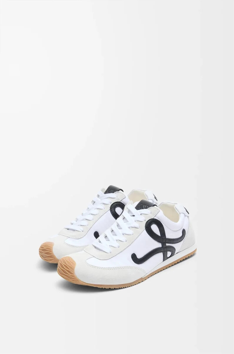 ballet runner 2.0 in nylon e vitello bianconero