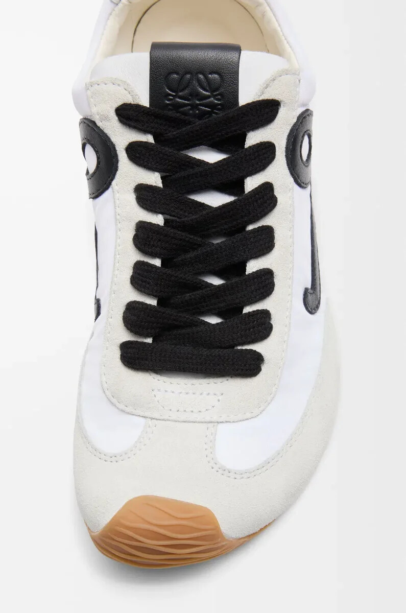 ballet runner 2.0 in nylon e vitello bianconero