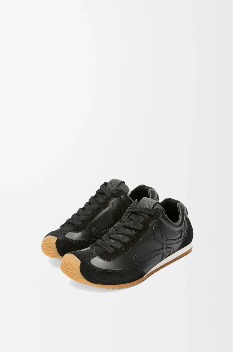 ballet runner 2.0 in morbida pelle di vitello nero