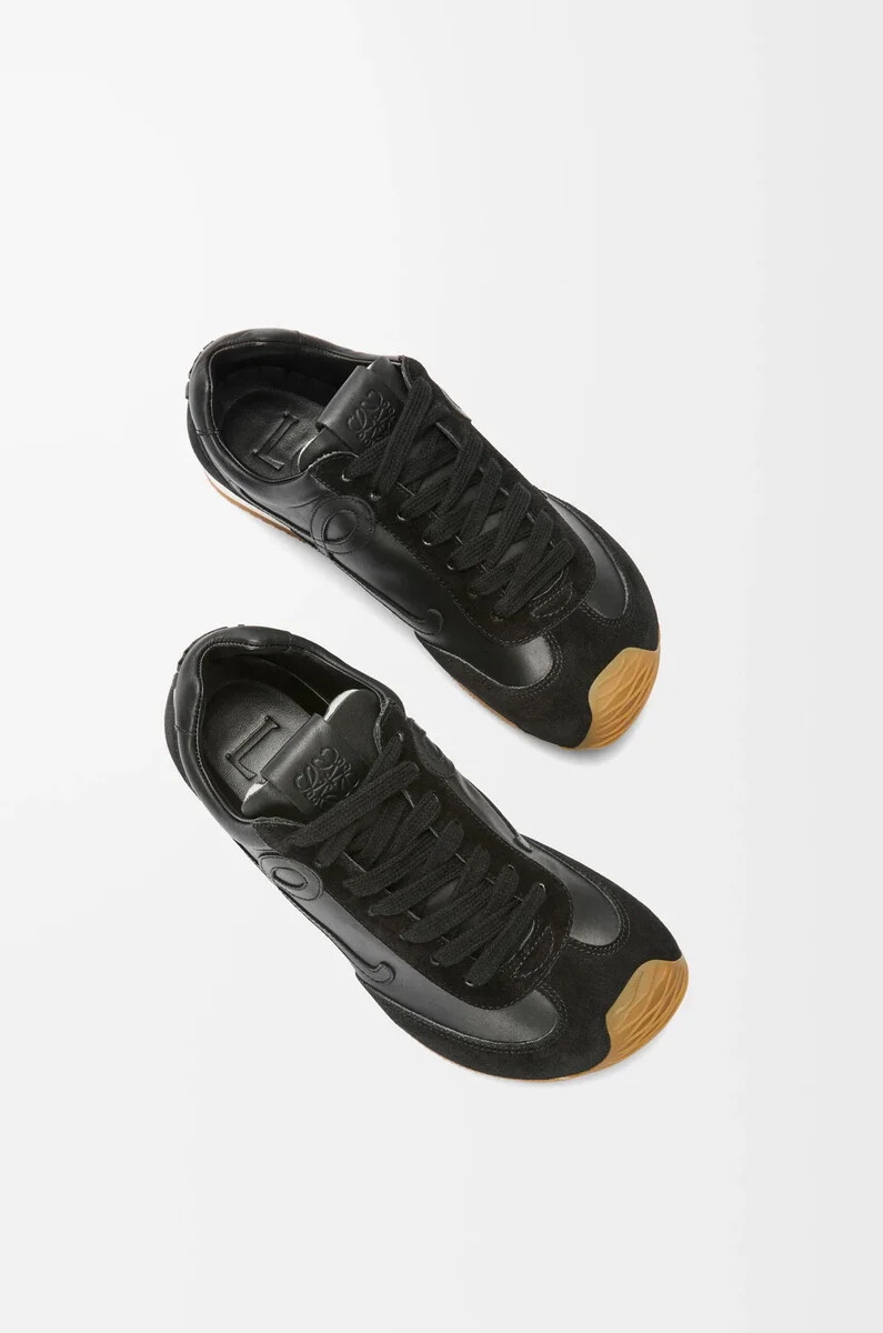 ballet runner 2.0 in morbida pelle di vitello nero