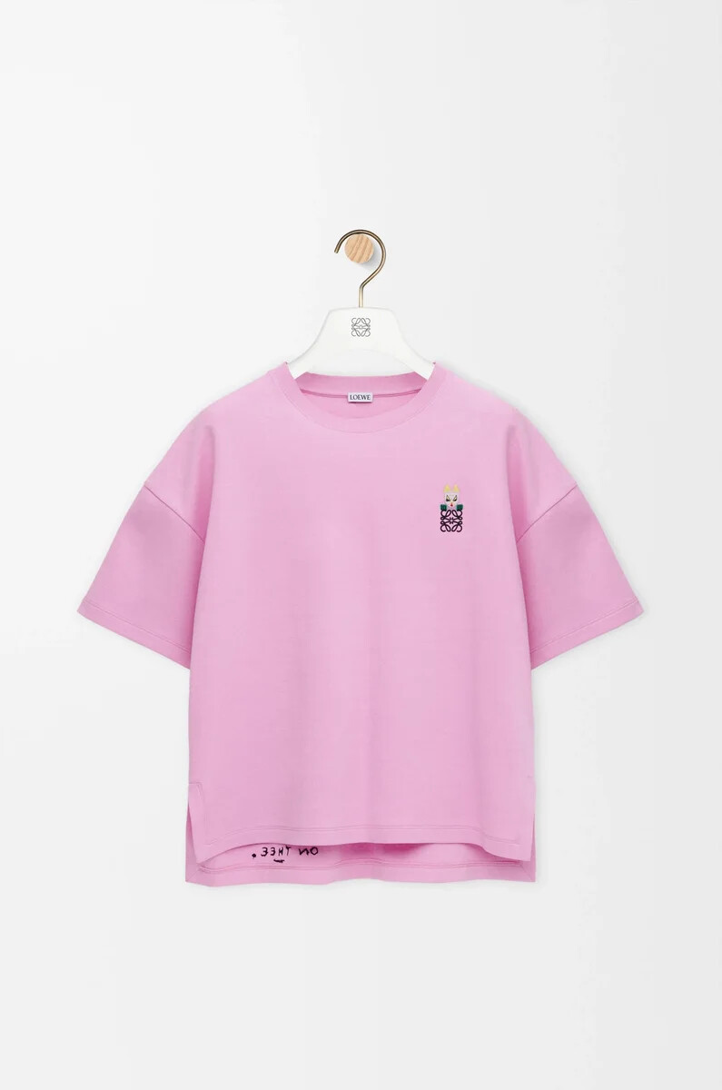 t-shirt regular fit in misto cotone rosa