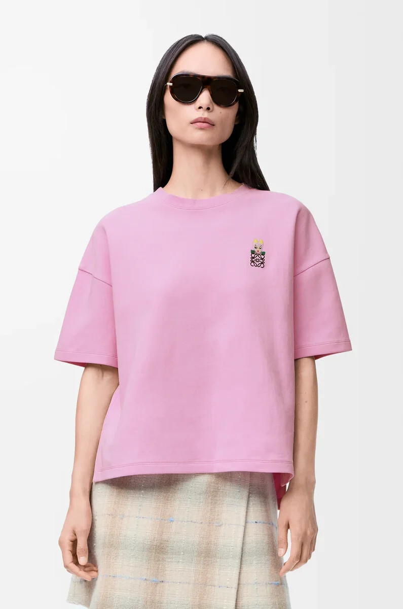 t-shirt regular fit in misto cotone rosa