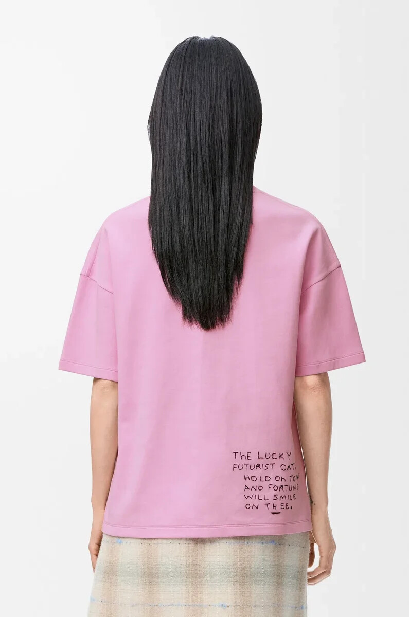 t-shirt regular fit in misto cotone rosa