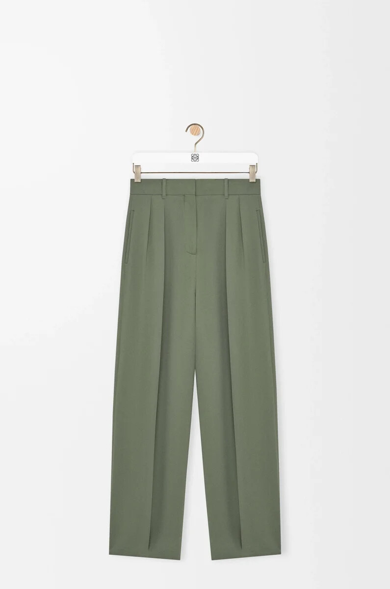 pantaloni in viscosa elasticizzata verde kaki chiaro